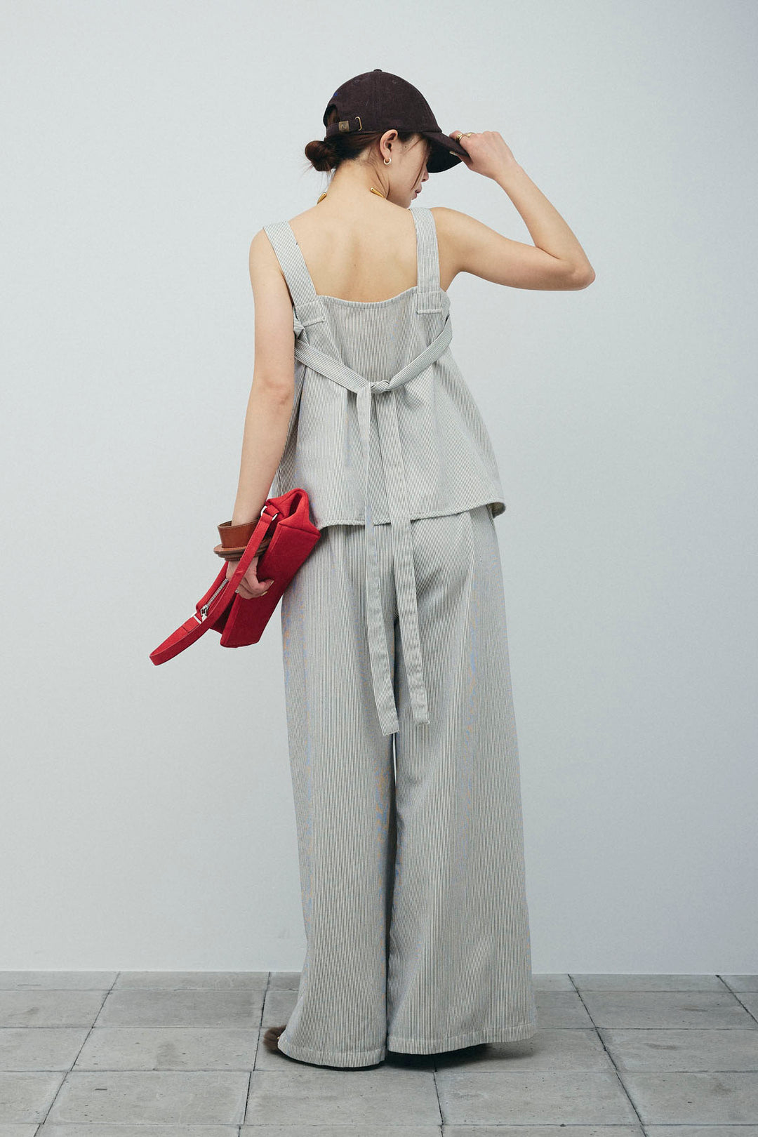 [予約]スクエアネックストライプセットアップ