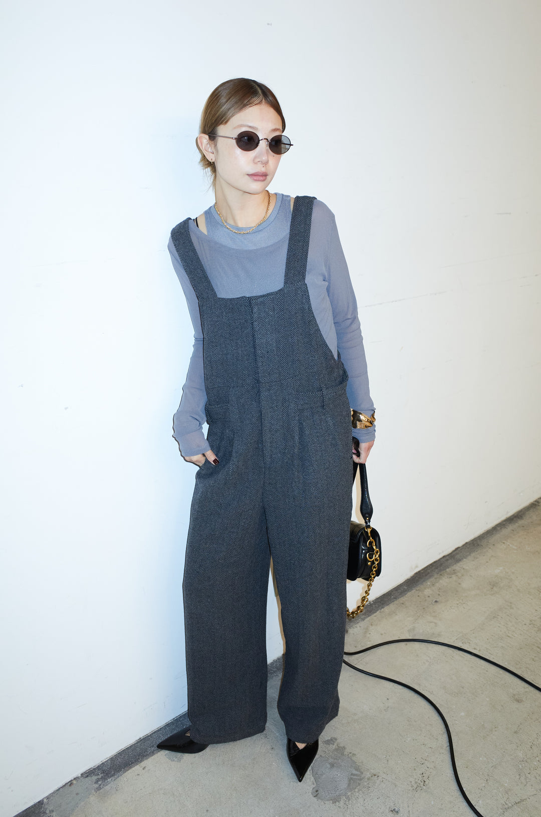 [予約/SET]レイヤードトップス+ストライプコンビネゾン(2set)