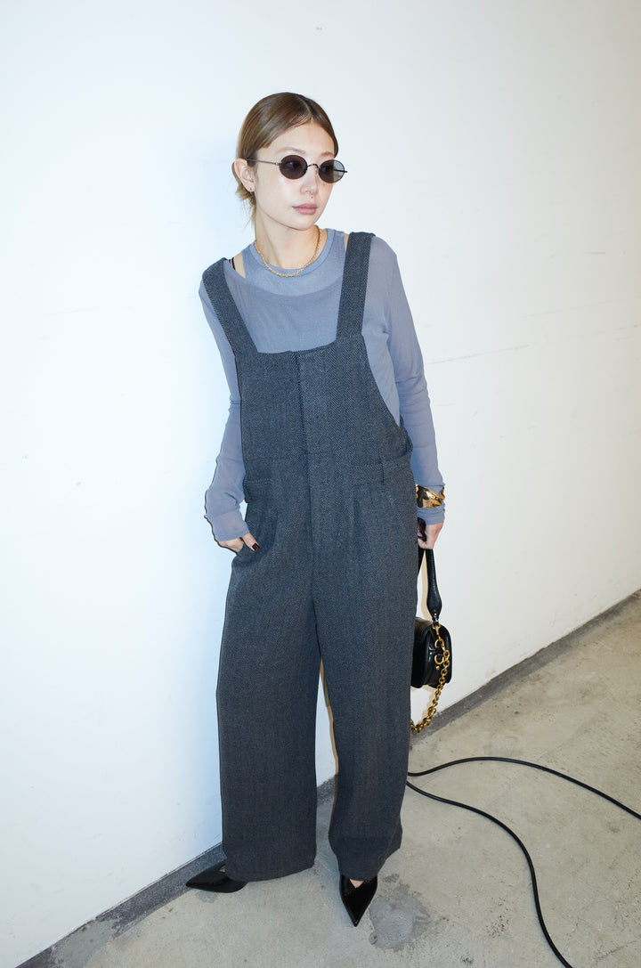 [予約/SET]レイヤードトップス+ストライプコンビネゾン(2set)