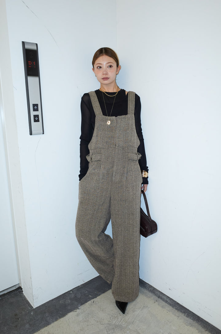 [予約/SET]レイヤードトップス+ストライプコンビネゾン(2set)