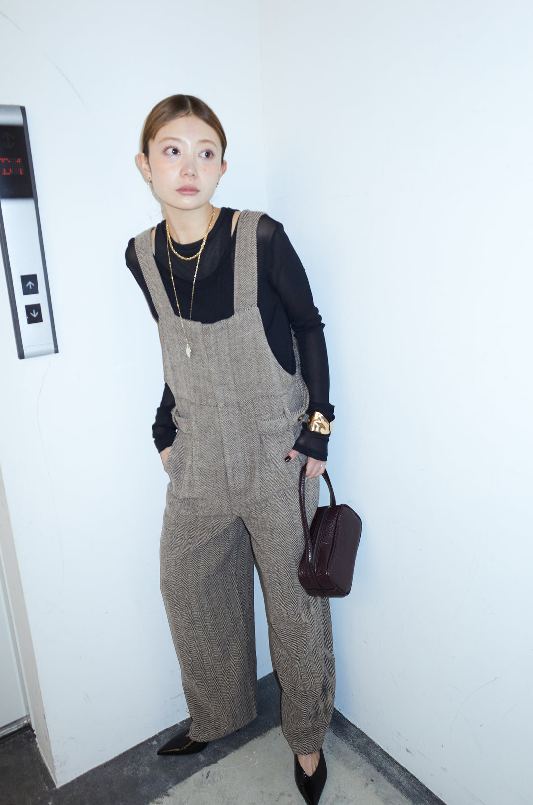 [予約/SET]レイヤードトップス+ストライプコンビネゾン(2set)