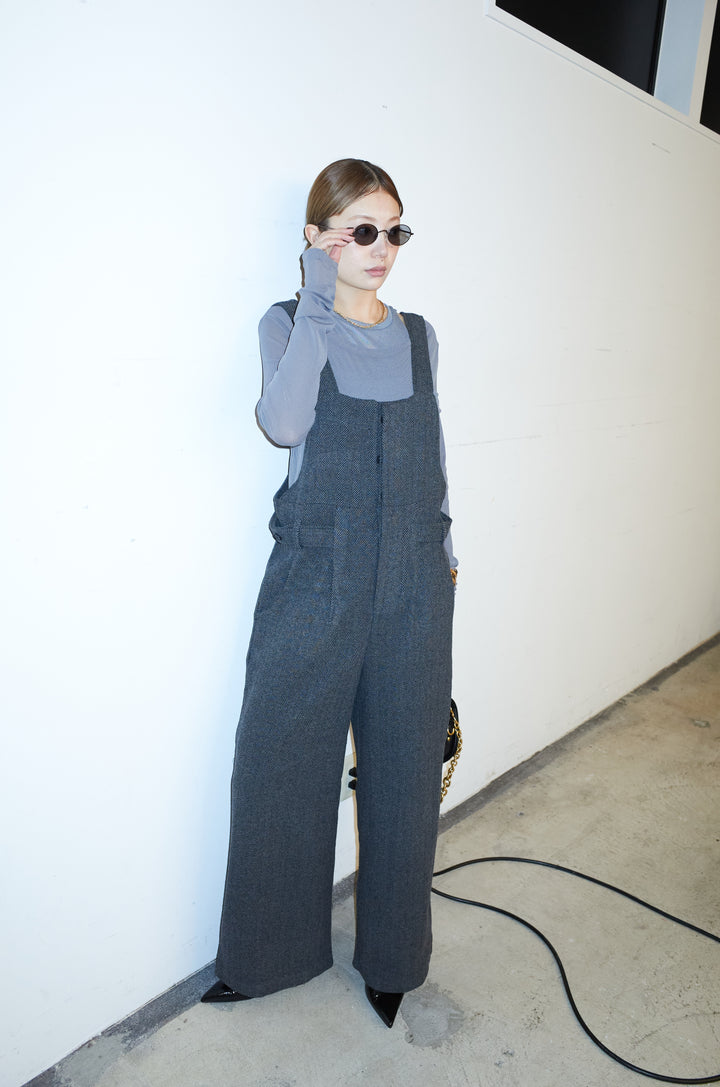 [予約/SET]レイヤードトップス+ストライプコンビネゾン(2set)