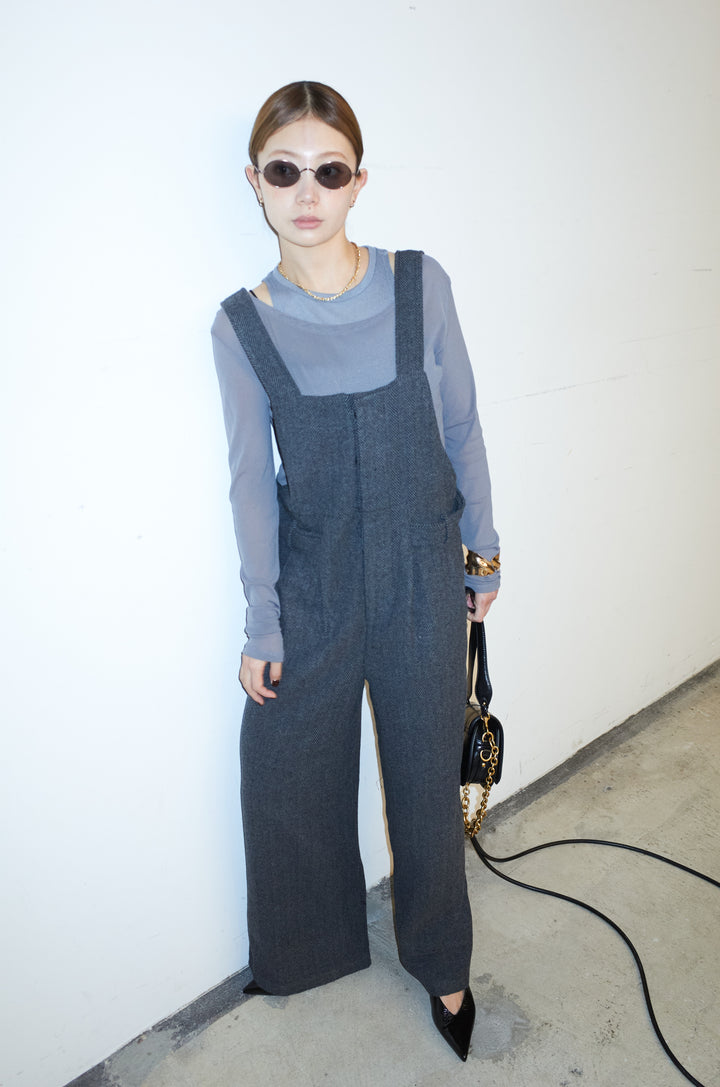 [予約/SET]レイヤードトップス+ストライプコンビネゾン(2set)