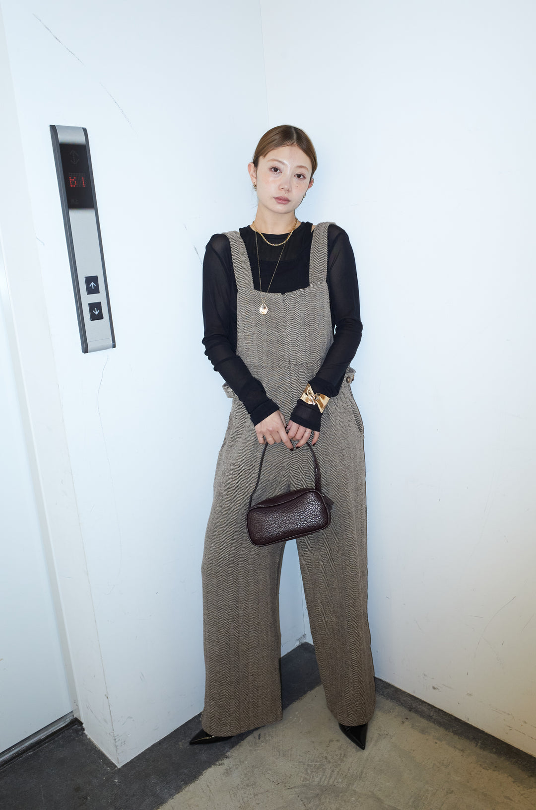 [予約/SET]レイヤードトップス+ストライプコンビネゾン(2set)