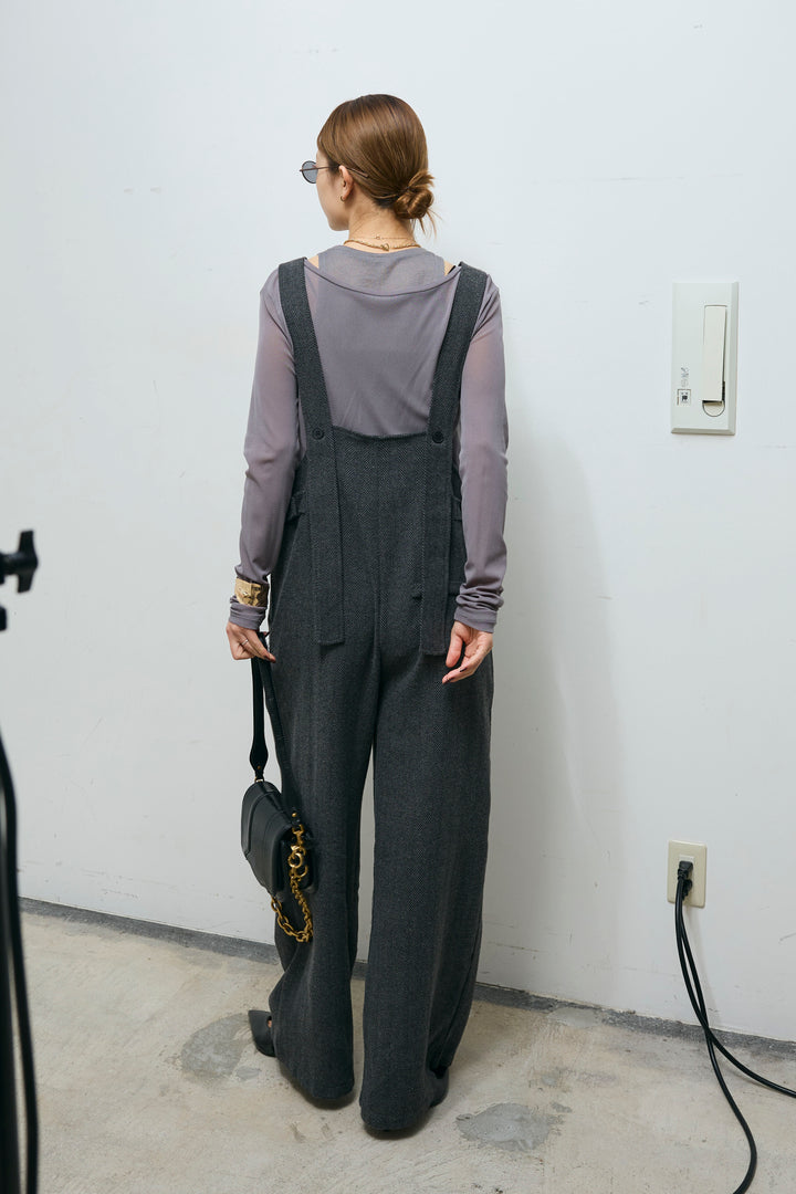 [予約/SET]レイヤードトップス+ストライプコンビネゾン(2set)