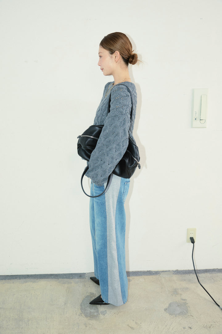 [予約/SET]バルキーケーブルPO+スウェット切り替えデニムパンツ(2set)
