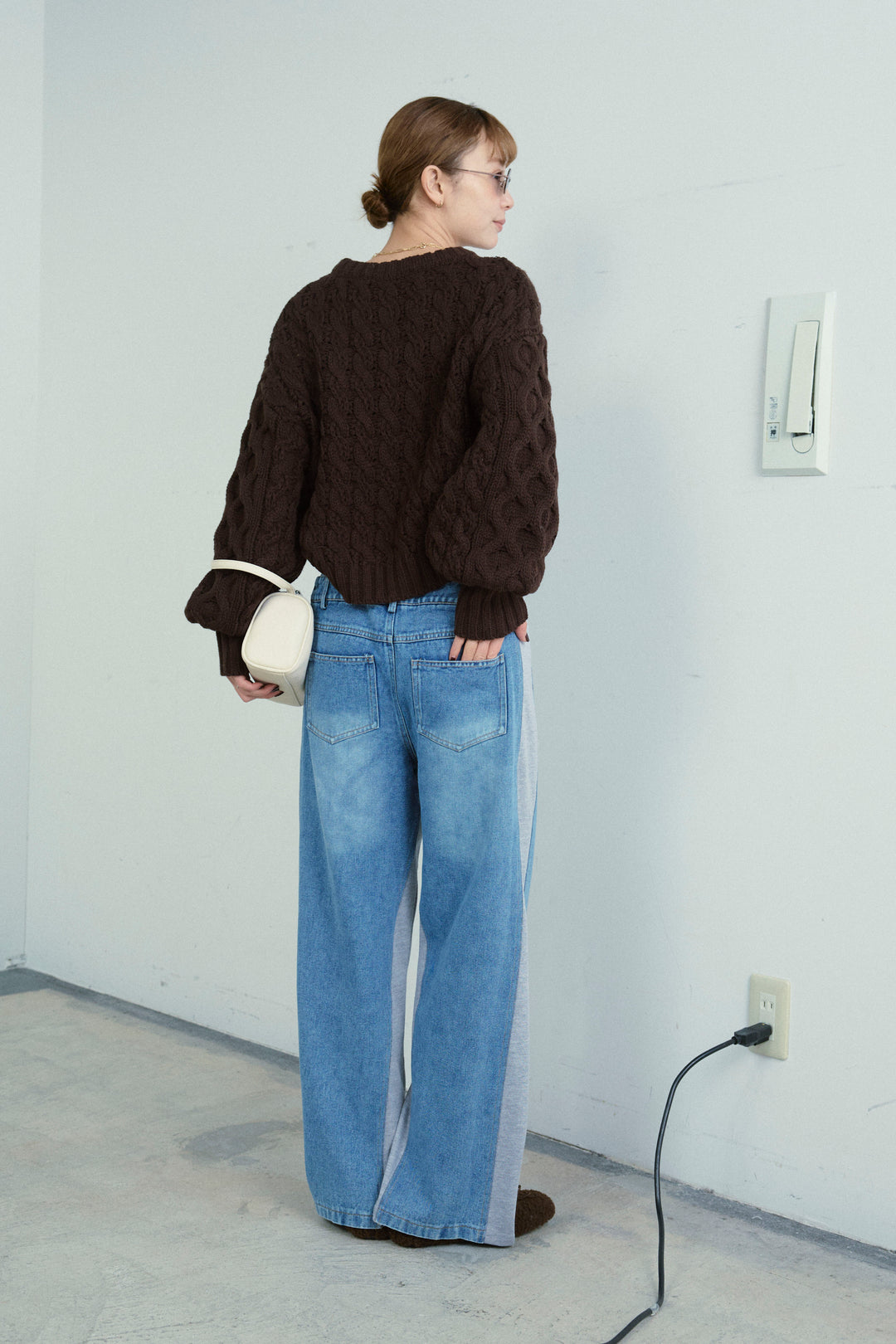 [予約/SET]バルキーケーブルPO+スウェット切り替えデニムパンツ(2set)