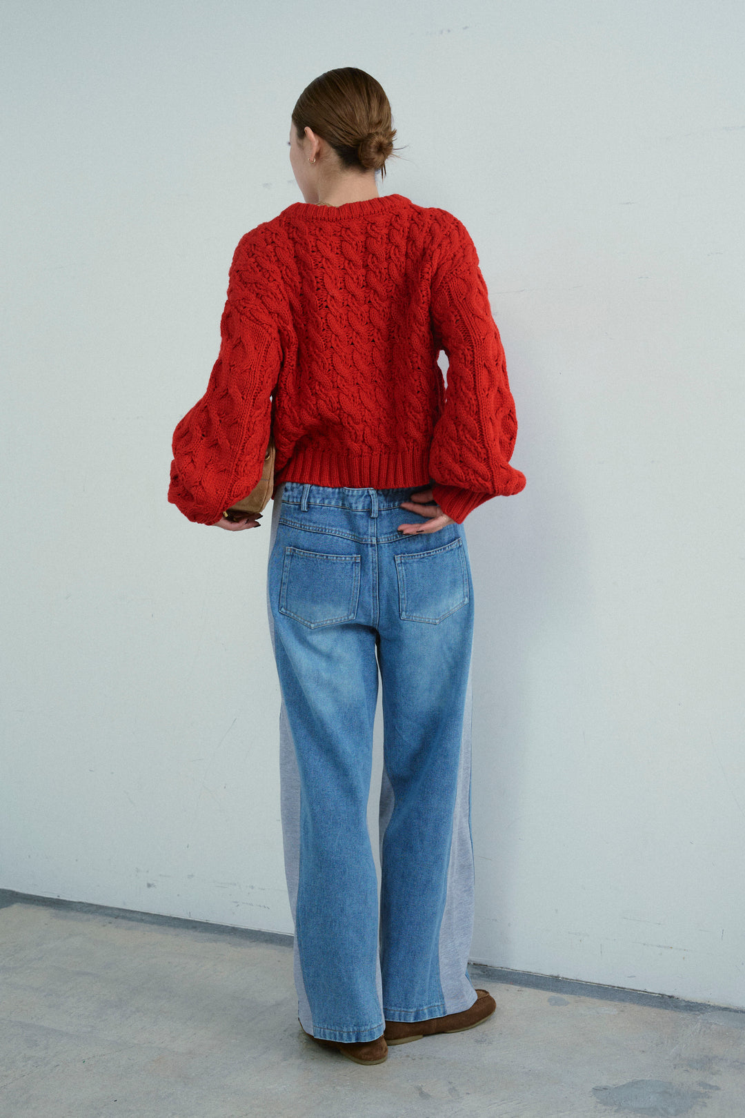 [予約/SET]バルキーケーブルPO+スウェット切り替えデニムパンツ(2set)