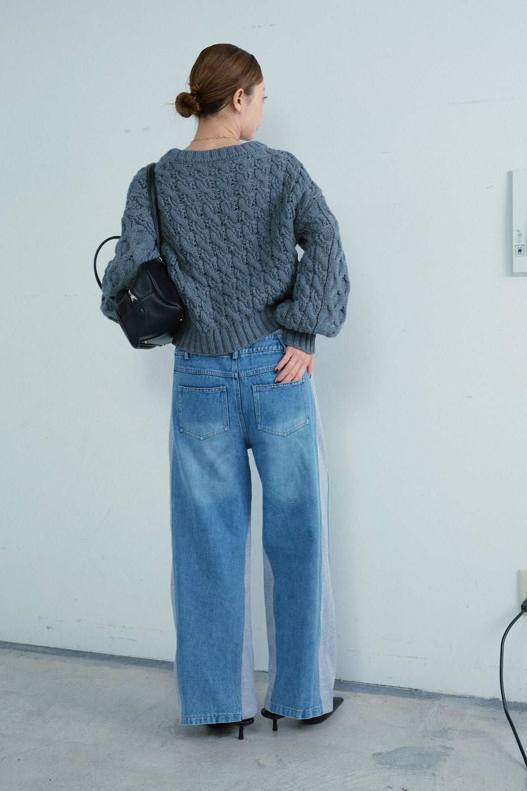 [予約/SET]バルキーケーブルPO+スウェット切り替えデニムパンツ(2set)