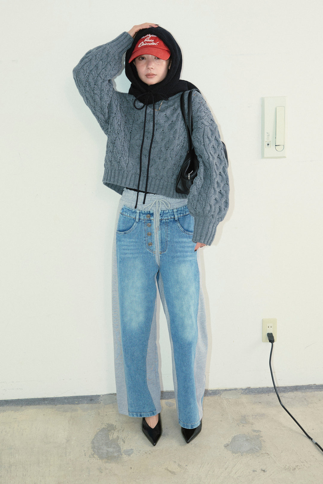 [予約]スウェット切り替えデニムパンツ