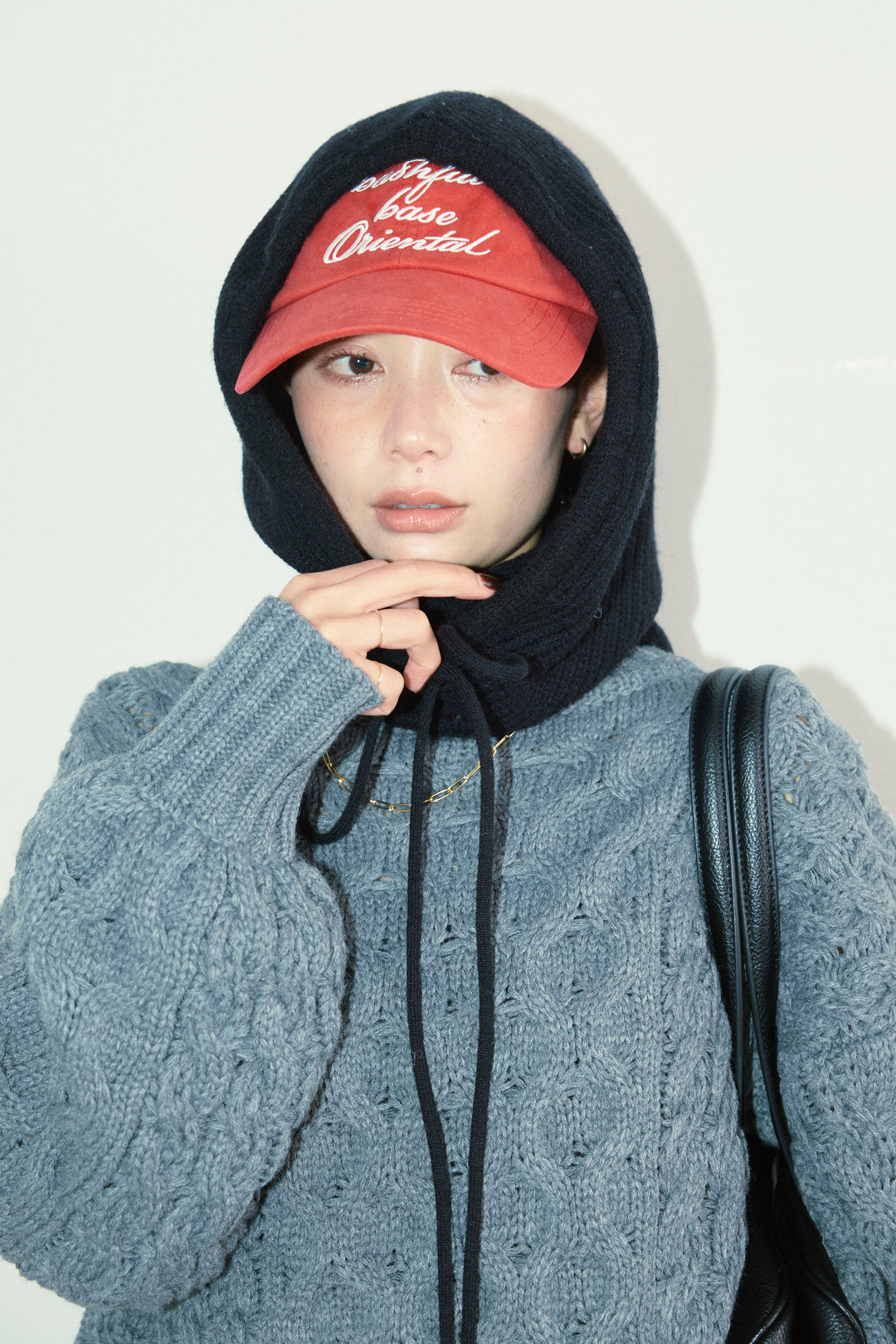 [予約/SET]アルパカタッチフライトニットキャップ+バルキーケーブルPO+スウェット切り替えデニムパンツ(3set)