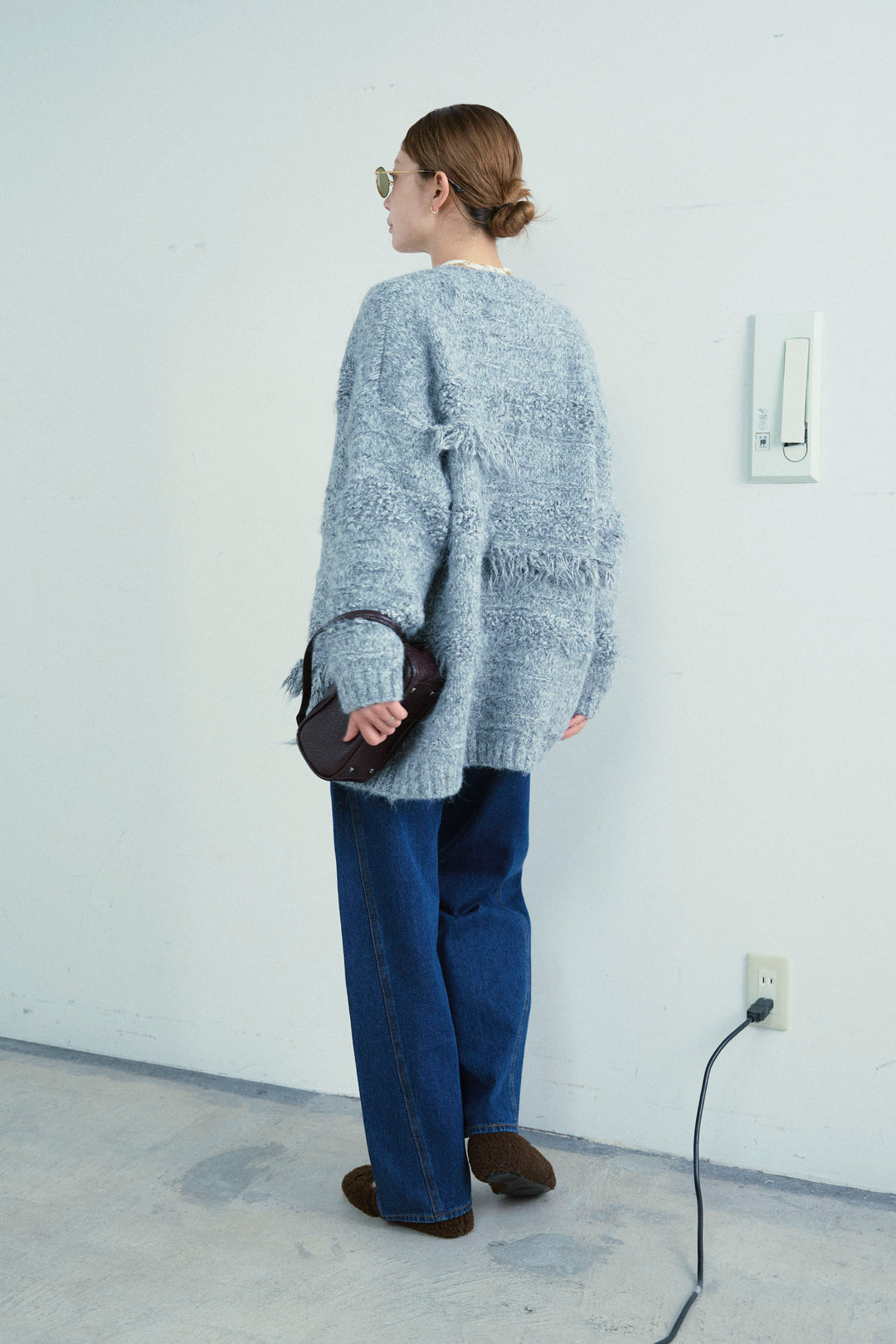 [予約/SET]フリンジニットカーディガン+5ポケットサイド切り替えデニム(2set)