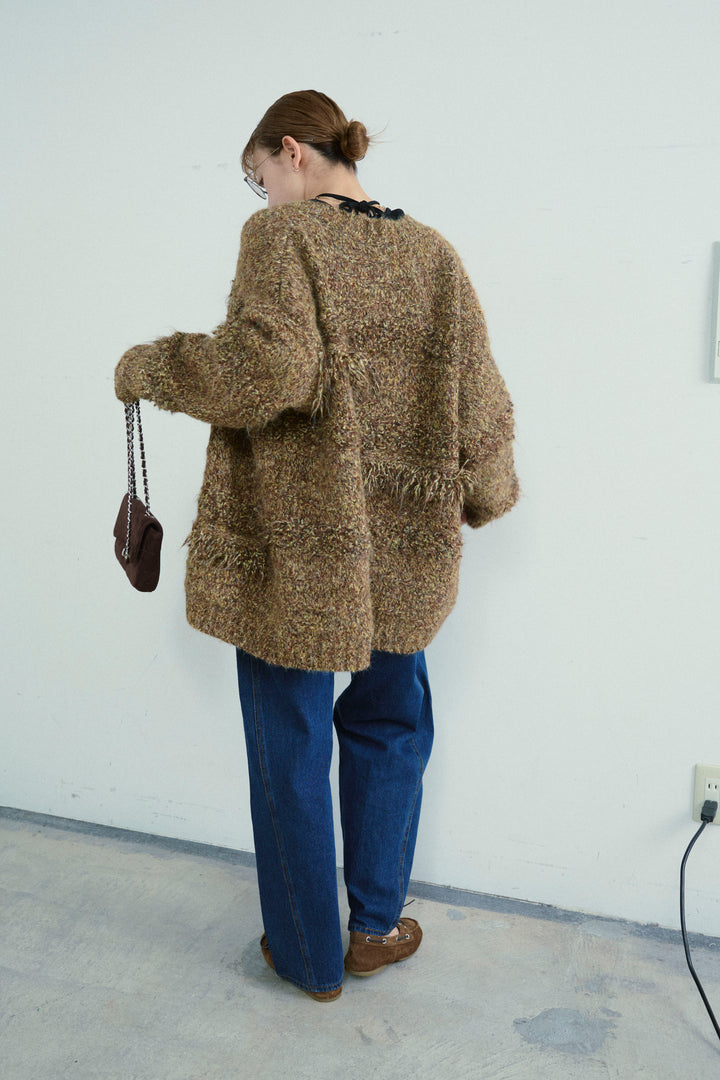 [予約/SET]フリンジニットカーディガン+マルチウェイリブカットソー+5ポケットサイド切り替えデニム(3set)