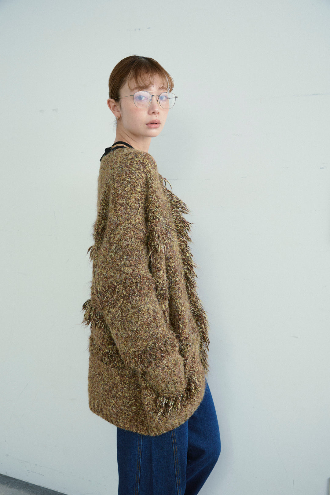 [予約/SET]フリンジニットカーディガン+マルチウェイリブカットソー+5ポケットサイド切り替えデニム(3set)