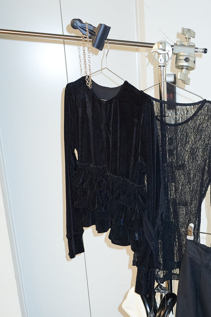 [予約]シアーベロアティアードカーディガン