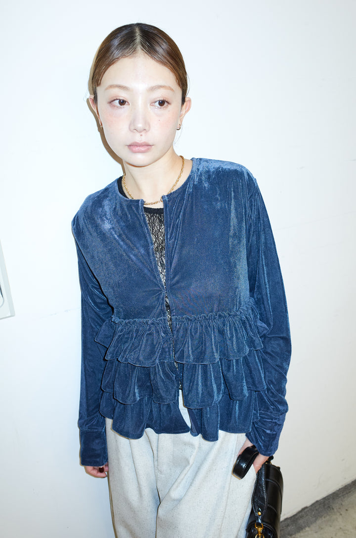 [予約]シアーベロアティアードカーディガン