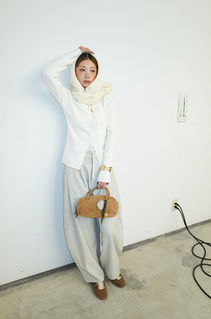 [予約/SET]フロントホールニット+ミックスカルゼサイドタックコクーンPT(2set)