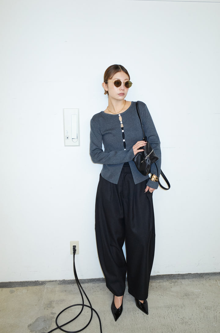 [予約/SET]フロントホールニット+ミックスカルゼサイドタックコクーンPT(2set)