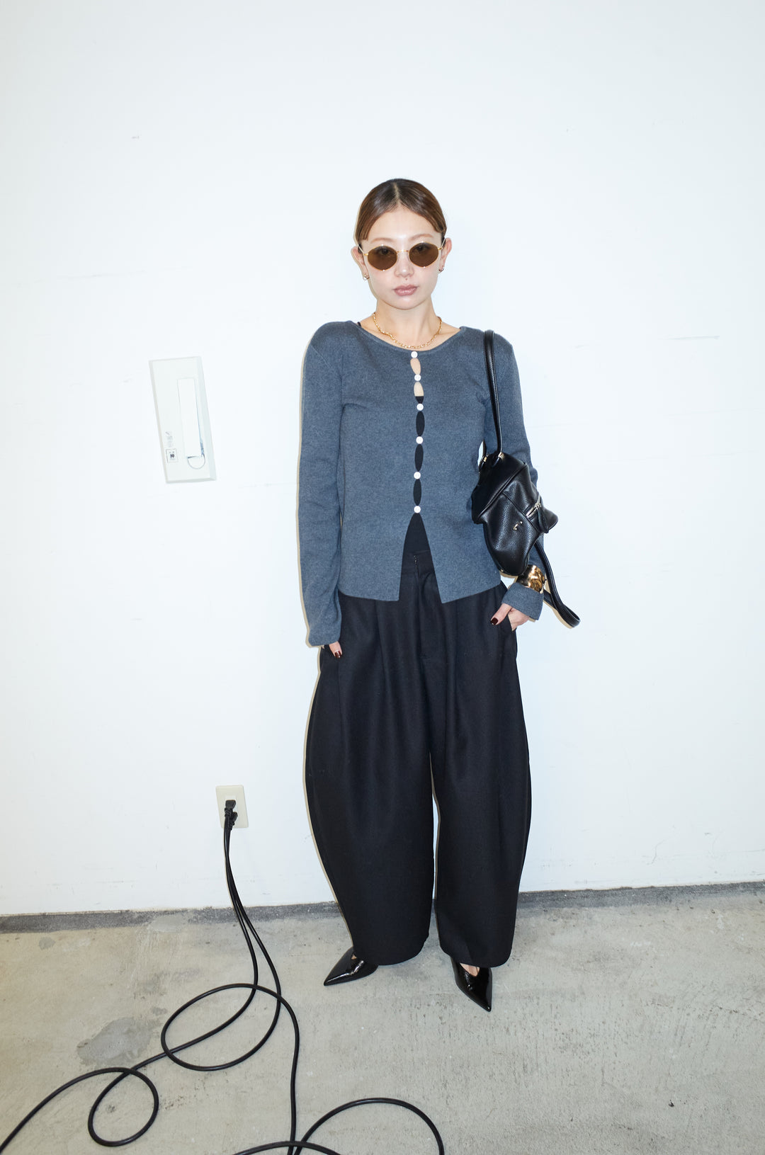 [予約/SET]フロントホールニット+ミックスカルゼサイドタックコクーンPT(2set)