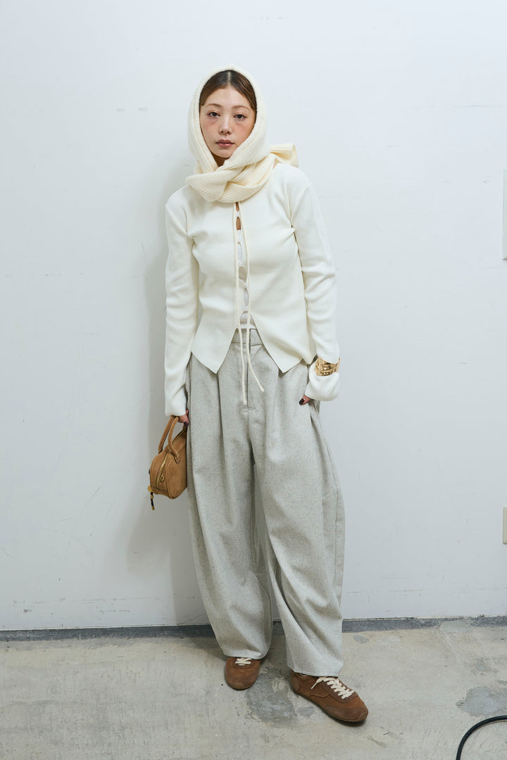 [予約/SET]フロントホールニット+ミックスカルゼサイドタックコクーンPT(2set)