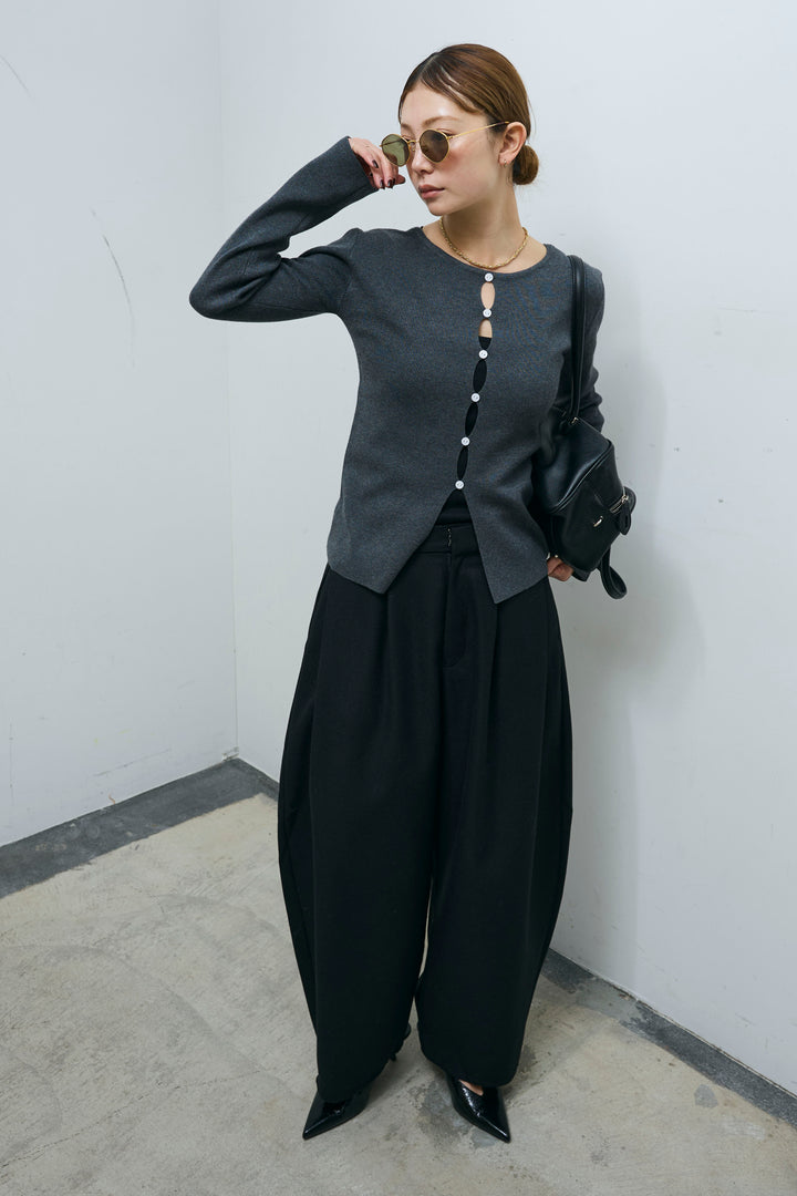 [予約/SET]フロントホールニット+ミックスカルゼサイドタックコクーンPT(2set)