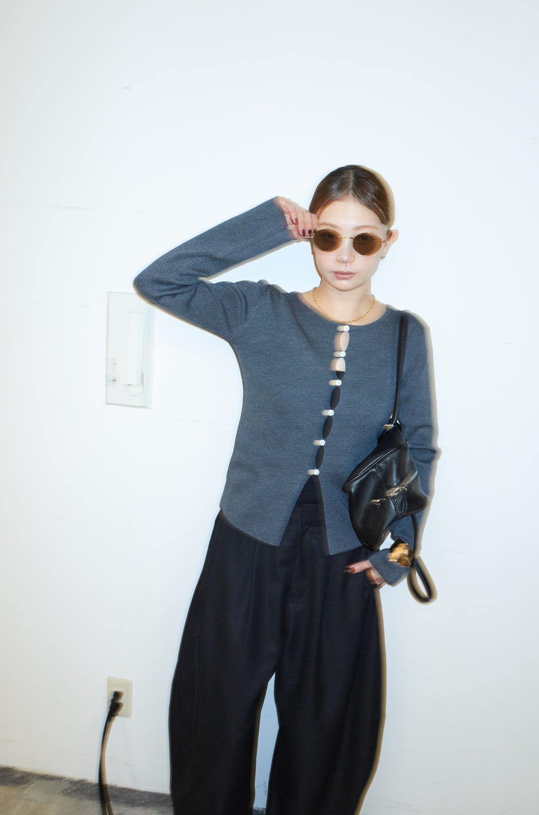 [予約/SET]フロントホールニット+ミックスカルゼサイドタックコクーンPT(2set)