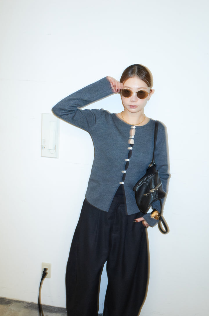 [予約/SET]フロントホールニット+ミックスカルゼサイドタックコクーンPT(2set)