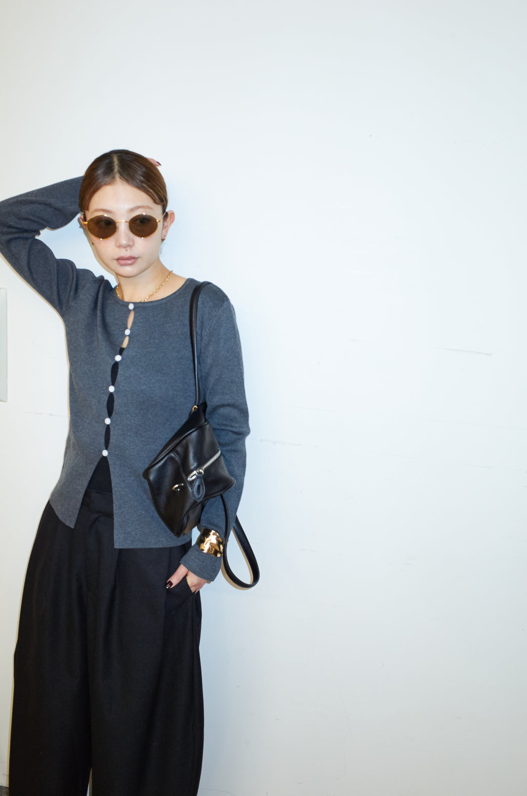 [予約/SET]フロントホールニット+ミックスカルゼサイドタックコクーンPT(2set)