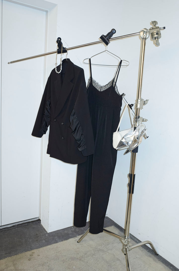 [予約/SET]ハイブリッドジャケット+レースキャミオールインワン(2set)