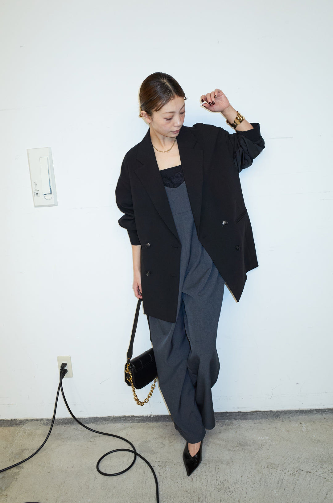 [予約/SET]ハイブリッドジャケット+レースキャミオールインワン(2set)