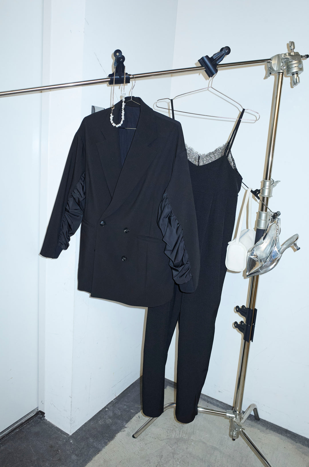 [予約/SET]ハイブリッドジャケット+レースキャミオールインワン(2set)