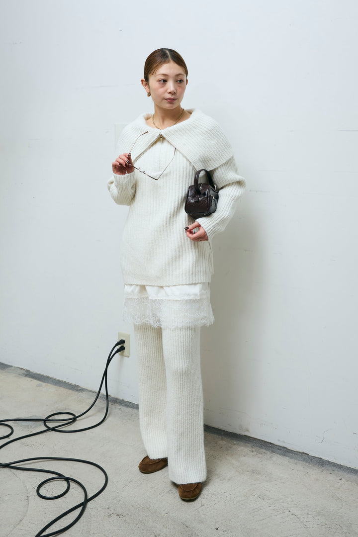 [予約/SET]ジップニットセットアップ+レースキャミ(2set)