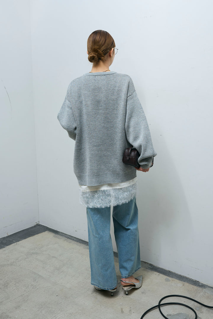 [予約/SET]バーナードジャガードプルオーバー+ウエスト切り替えストレートデニム(2set)