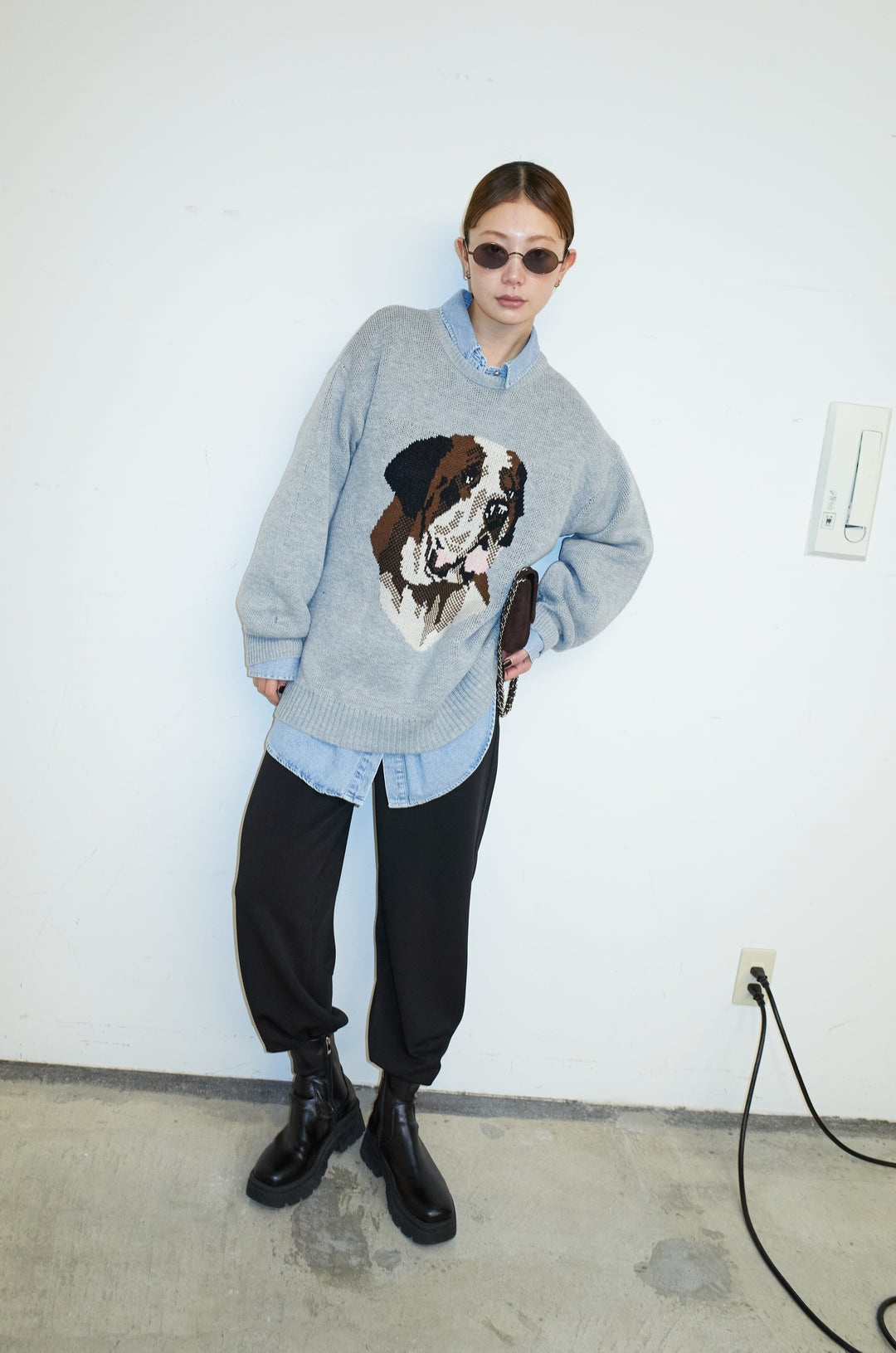 [予約/SET]バーナードジャガードプルオーバー+ウエスト切り替えストレートデニム(2set)