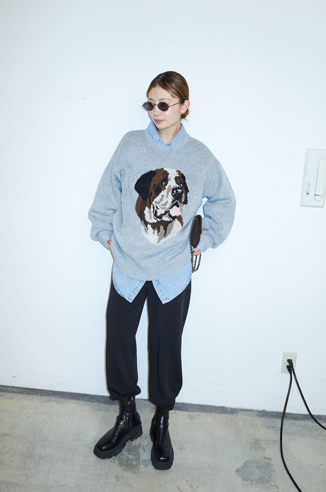 [予約/SET]バーナードジャガードプルオーバー+ウエスト切り替えストレートデニム(2set)