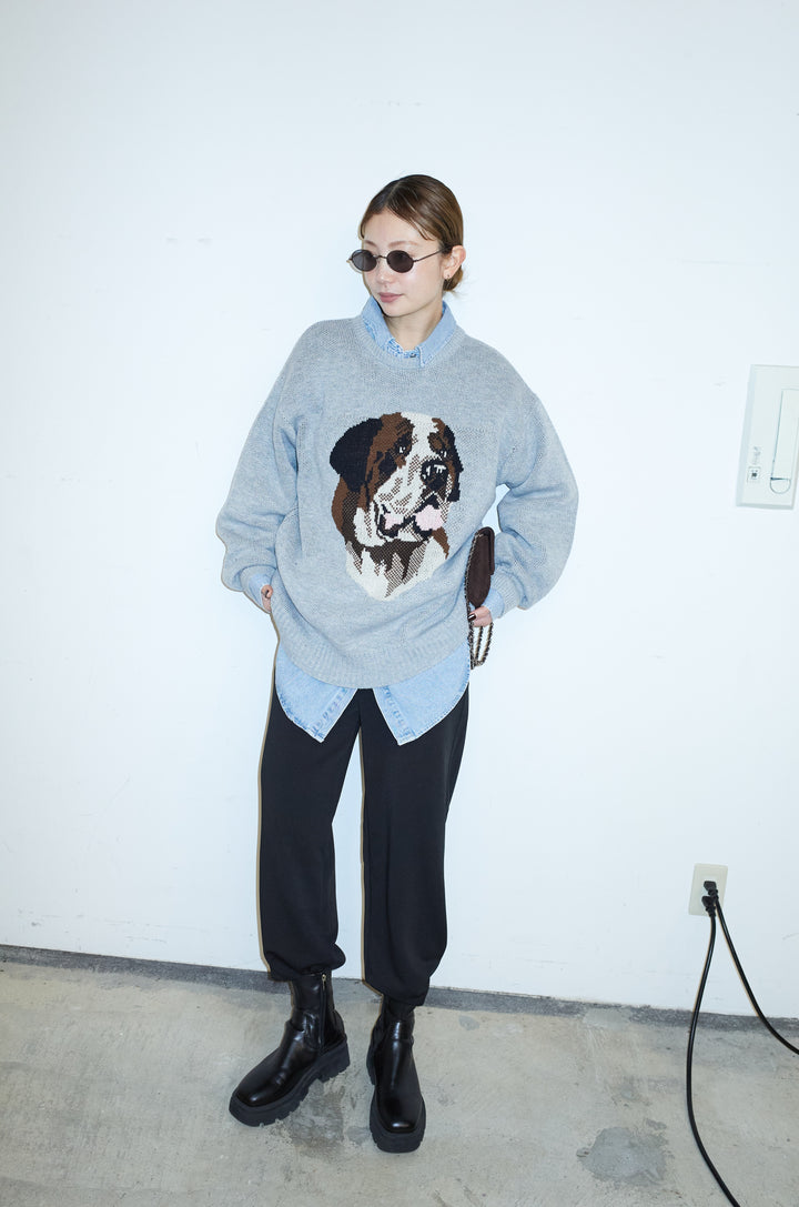 [予約/SET]バーナードジャガードプルオーバー+ウエスト切り替えストレートデニム(2set)