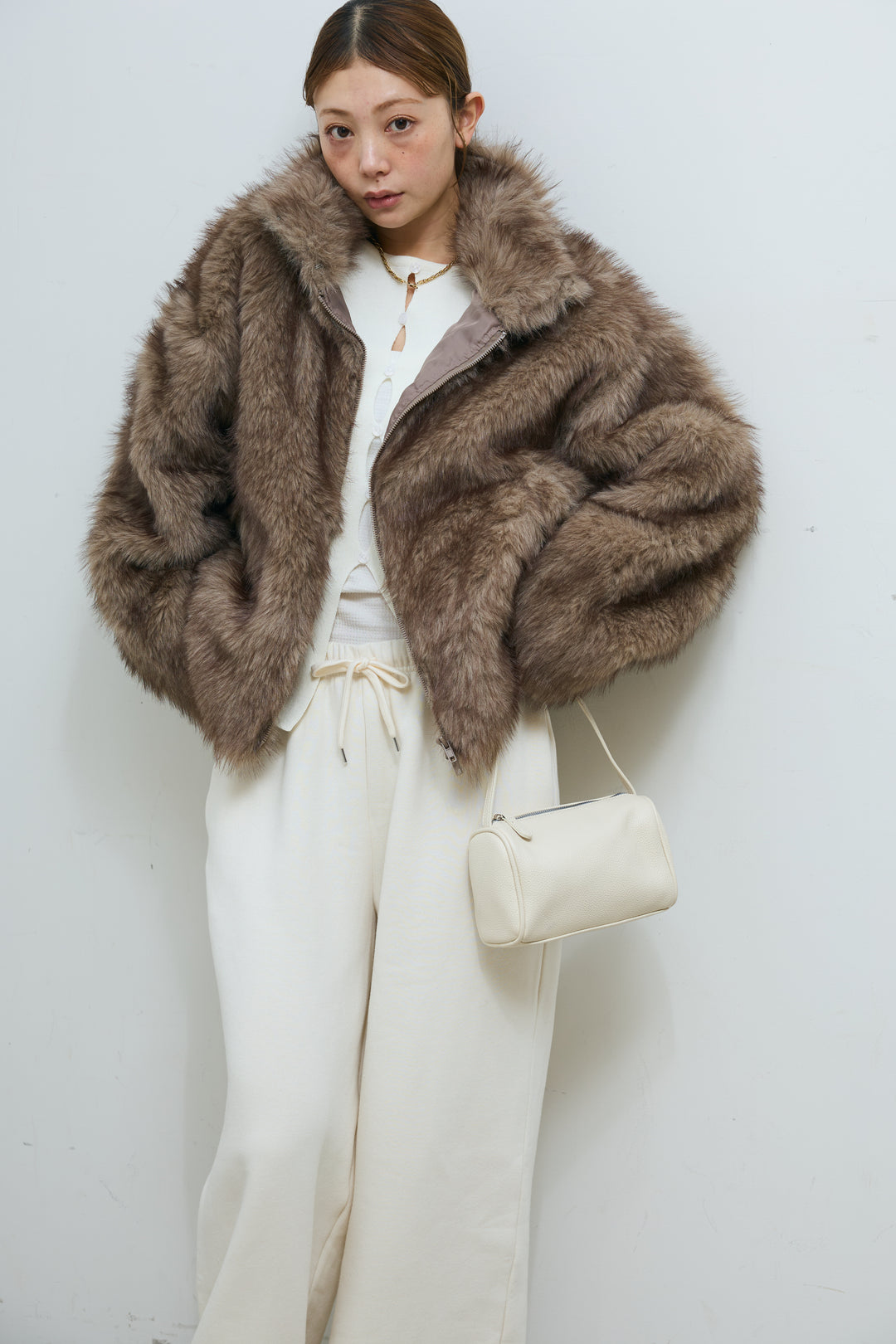 [予約/SET]ミックスファージップブルゾン+フロントホールニット(2set)