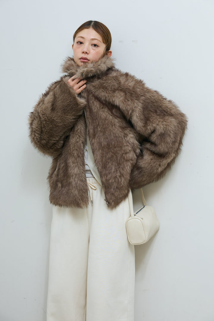 [予約/SET]ミックスファージップブルゾン+裏起毛スウェットワイドパンツ(2set)