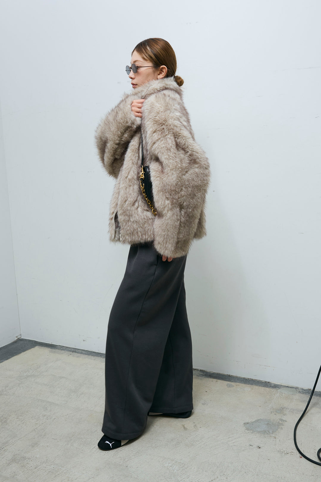 [予約/SET]ミックスファージップブルゾン+裏起毛スウェットワイドパンツ(2set)