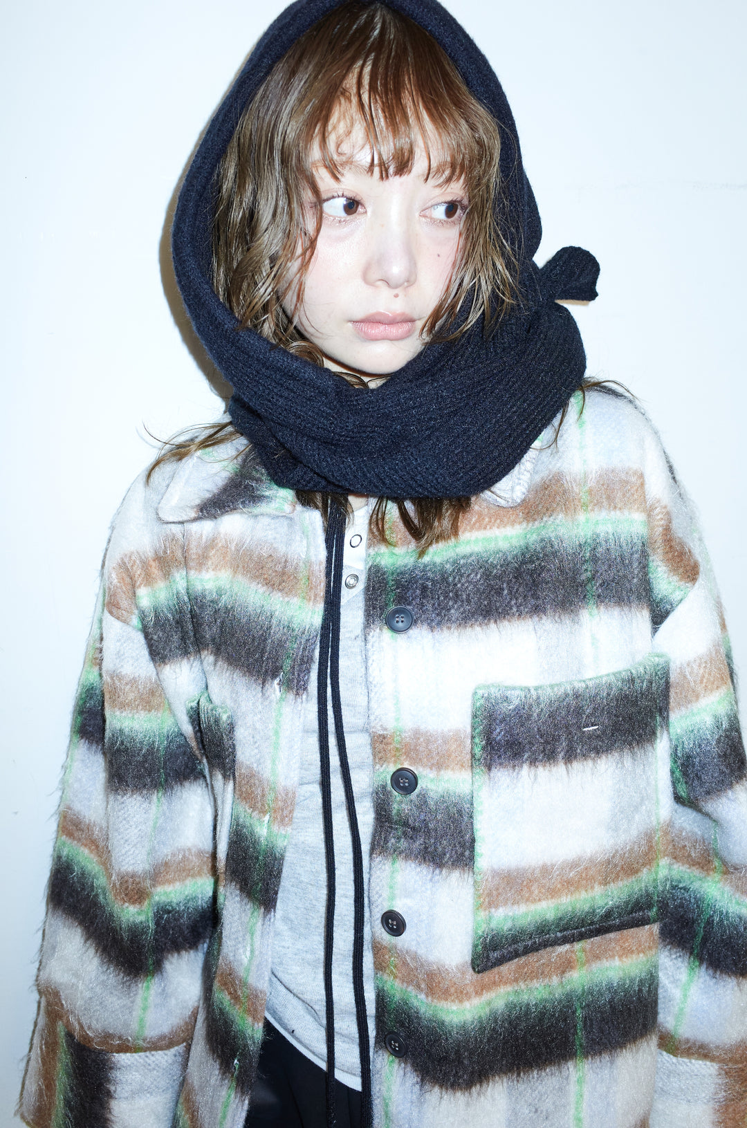 [予約/SET]ウールモッサ杢ヘリンボーンシャツJK+ストレッチフェイクレザーハーフパンツ(2set)