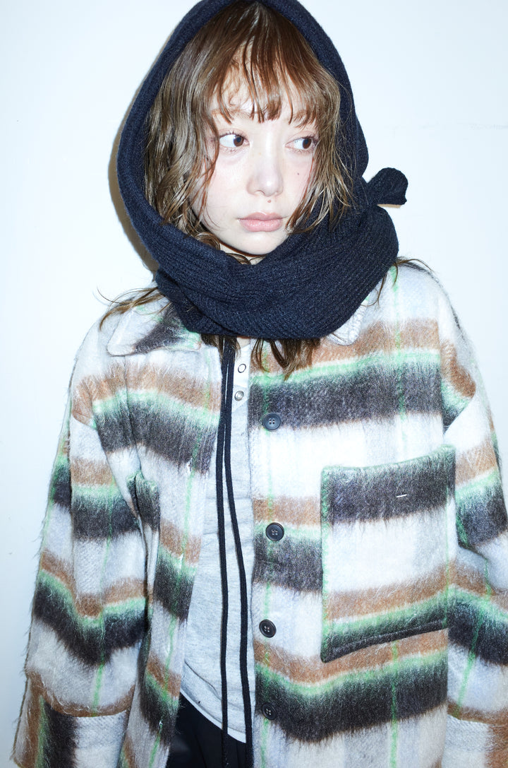 [予約/SET]ウールモッサ杢ヘリンボーンシャツJK+ストレッチフェイクレザーハーフパンツ(2set)