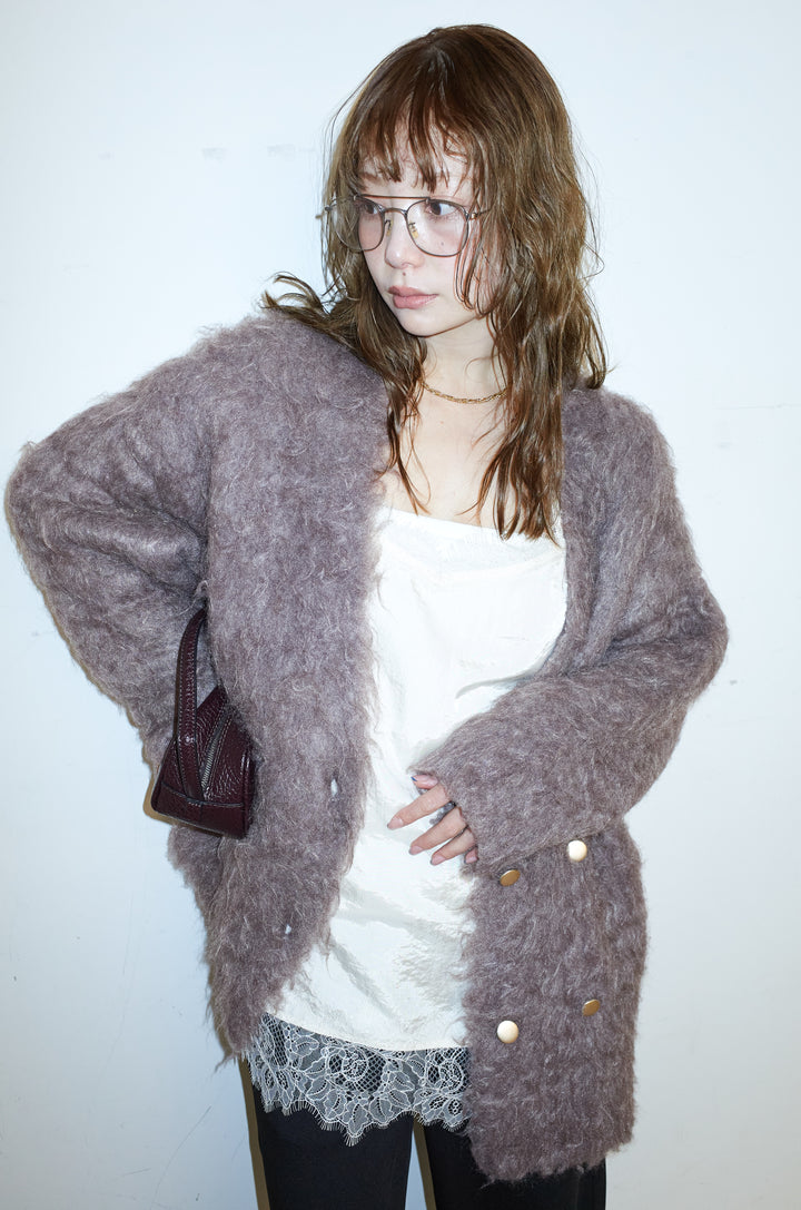 [予約/SET]ウェーブシャギーニットジャケット+エフォートレスカーブパンツ(2set)