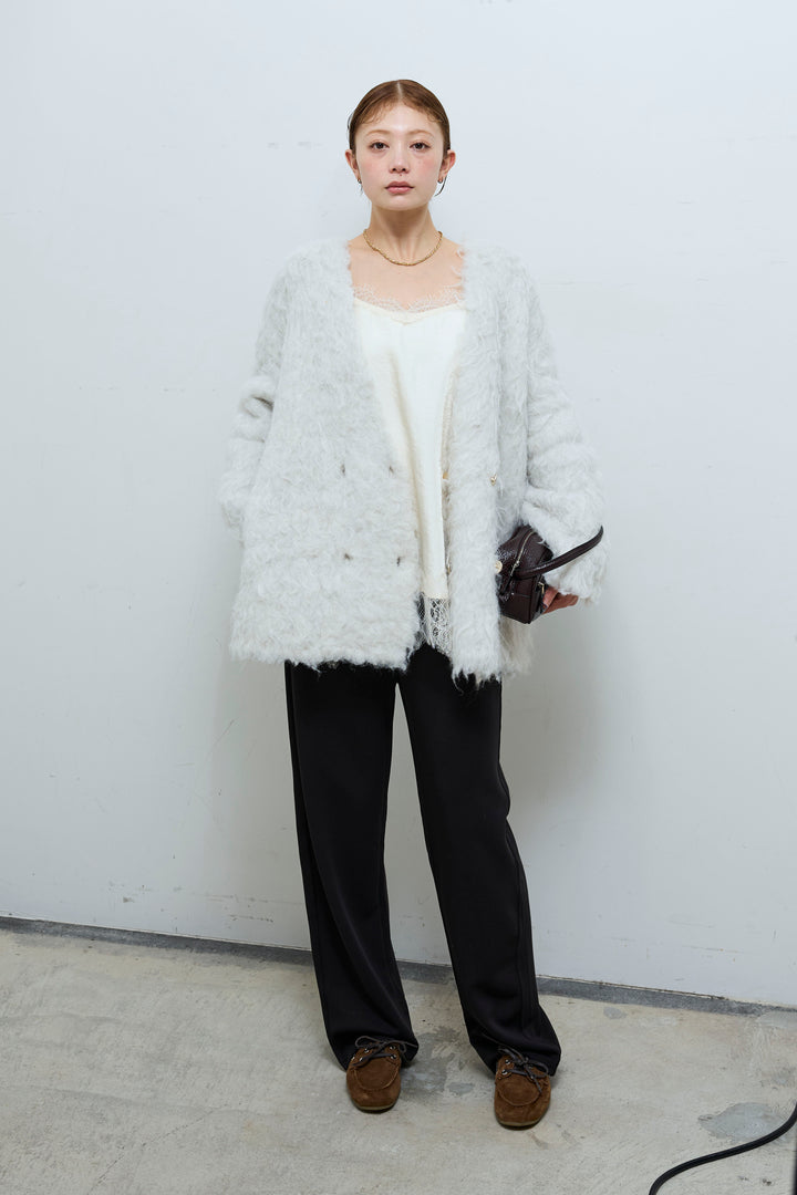 [予約/SET]ウェーブシャギーニットジャケット+エフォートレスカーブパンツ(2set)