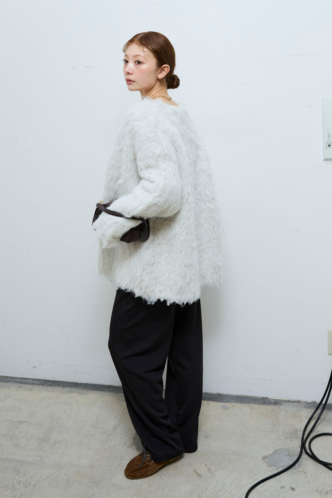 [予約/SET]ウェーブシャギーニットジャケット+エフォートレスカーブパンツ(2set)