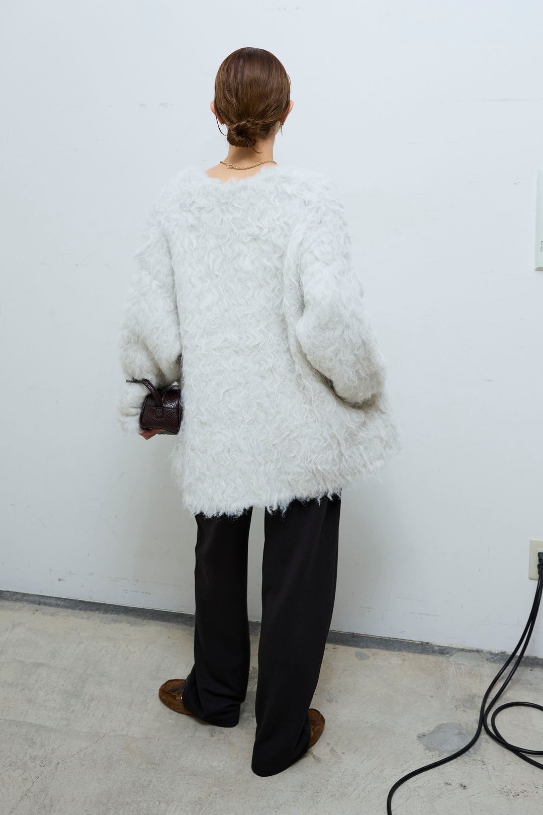 [予約/SET]ウェーブシャギーニットジャケット+サテンレースキャミソール+エフォートレスカーブパンツ(3set)