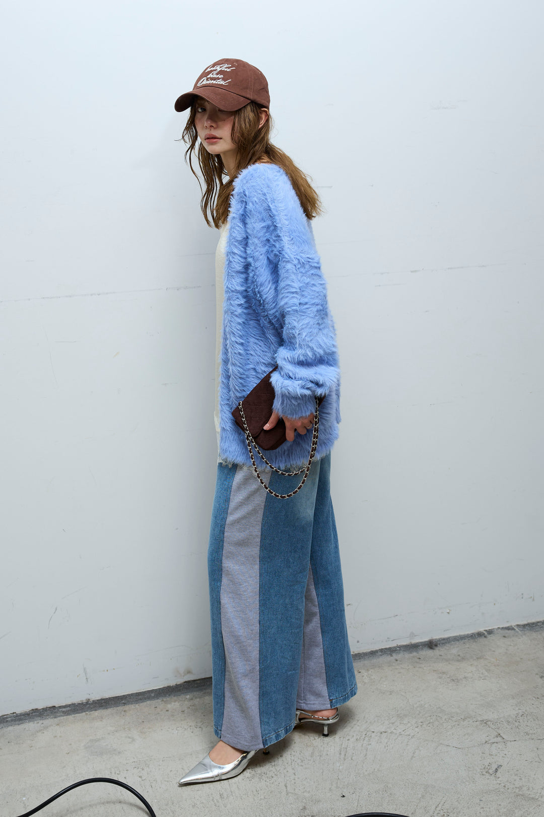 [予約/SET]起毛シャギーカーディガン+サテンレースキャミソール(2set)