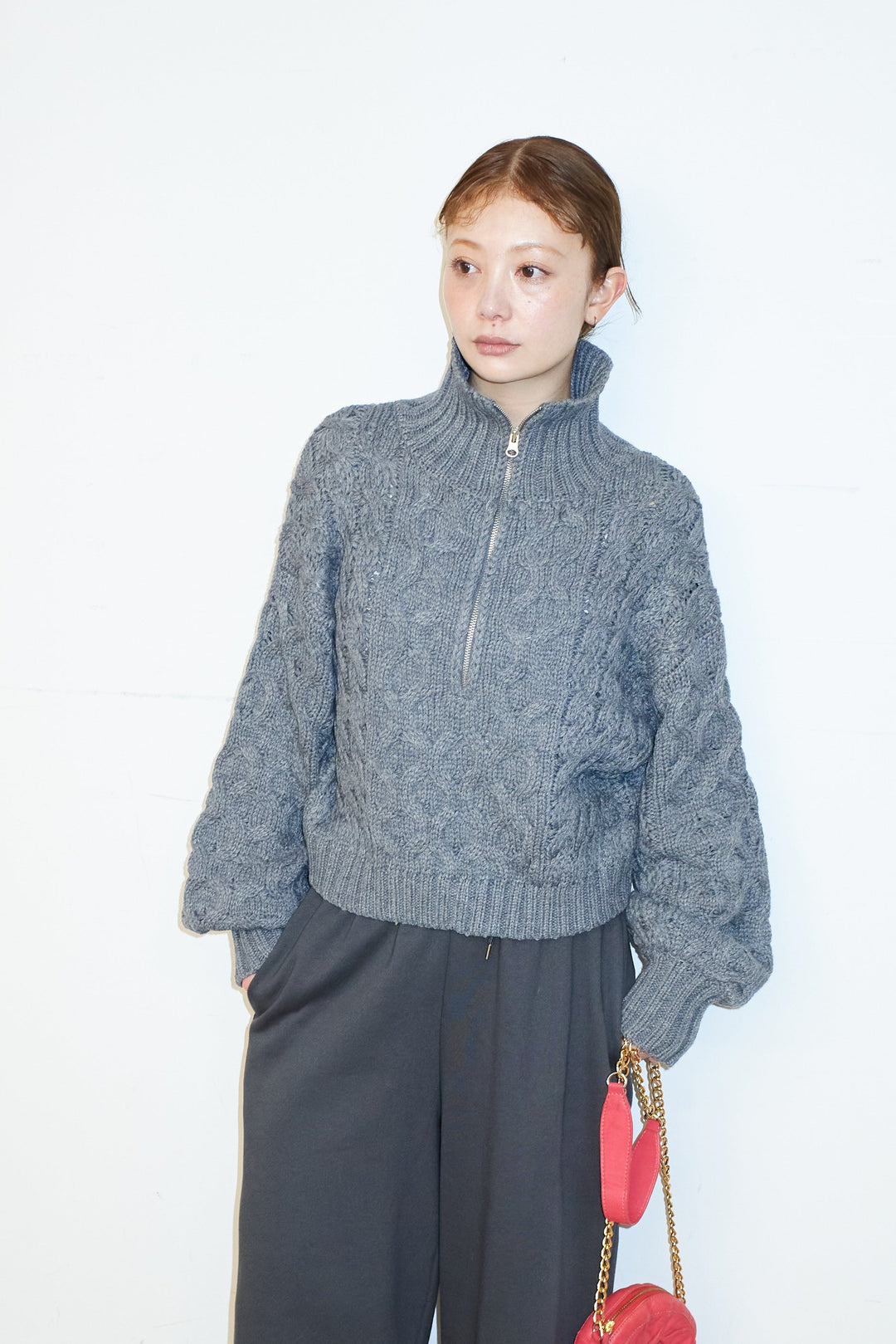 [予約]バルキーケーブルハーフジッププルオーバー