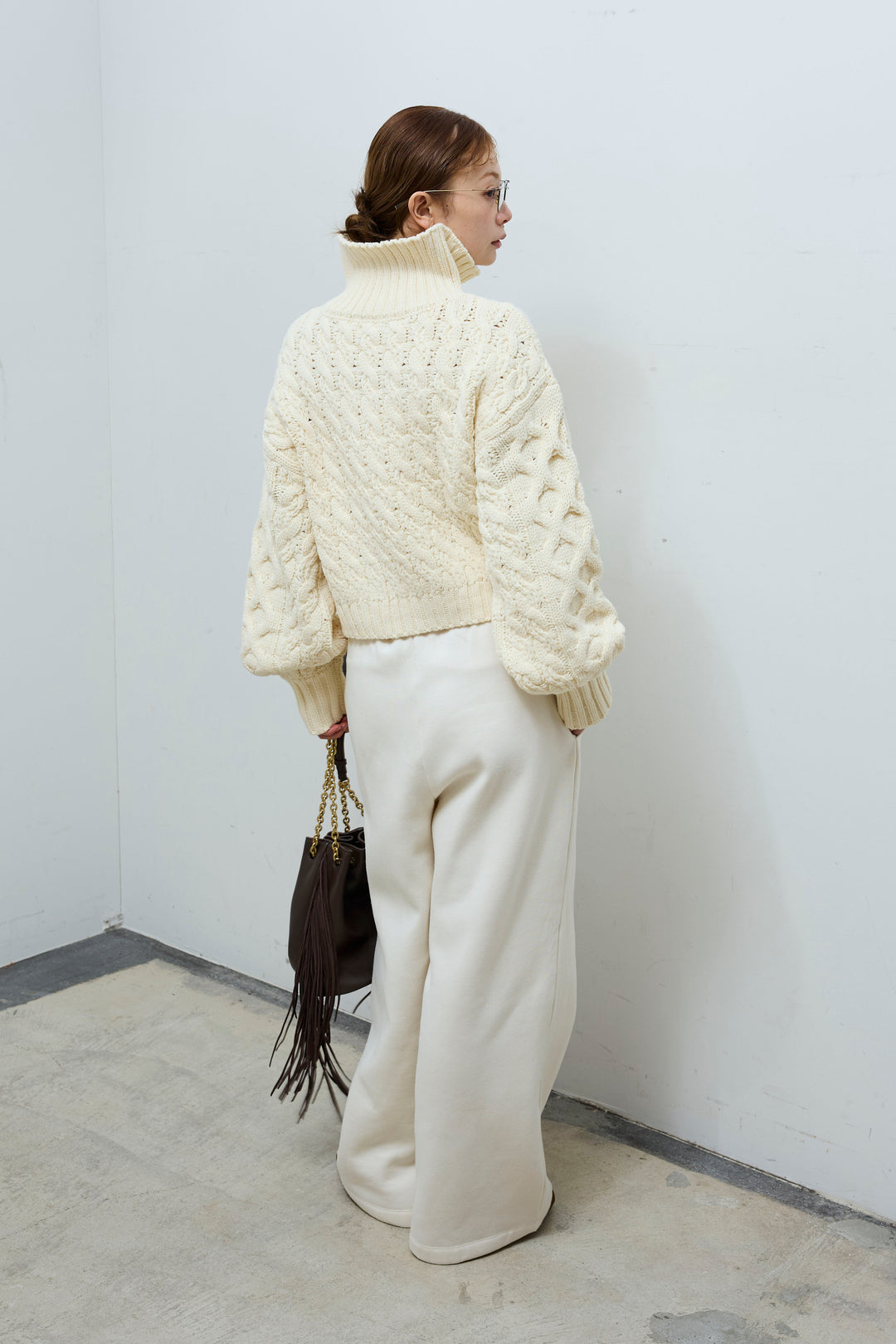 [予約/SET]バルキーケーブルハーフジッププルオーバー+裏起毛スウェットワイドパンツ(2set)