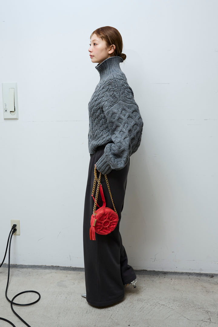 [予約/SET]バルキーケーブルハーフジッププルオーバー+裏起毛スウェットワイドパンツ(2set)