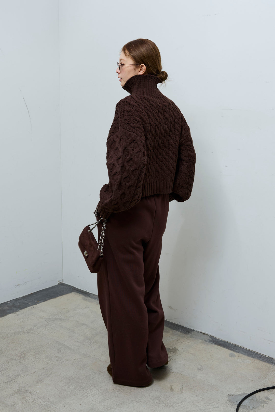 [予約/SET]バルキーケーブルハーフジッププルオーバー+裏起毛スウェットワイドパンツ(2set)